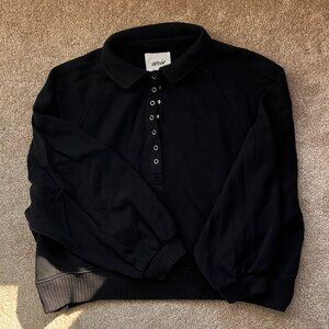 Aerie Black Collared Sweatshirt Sz. XL